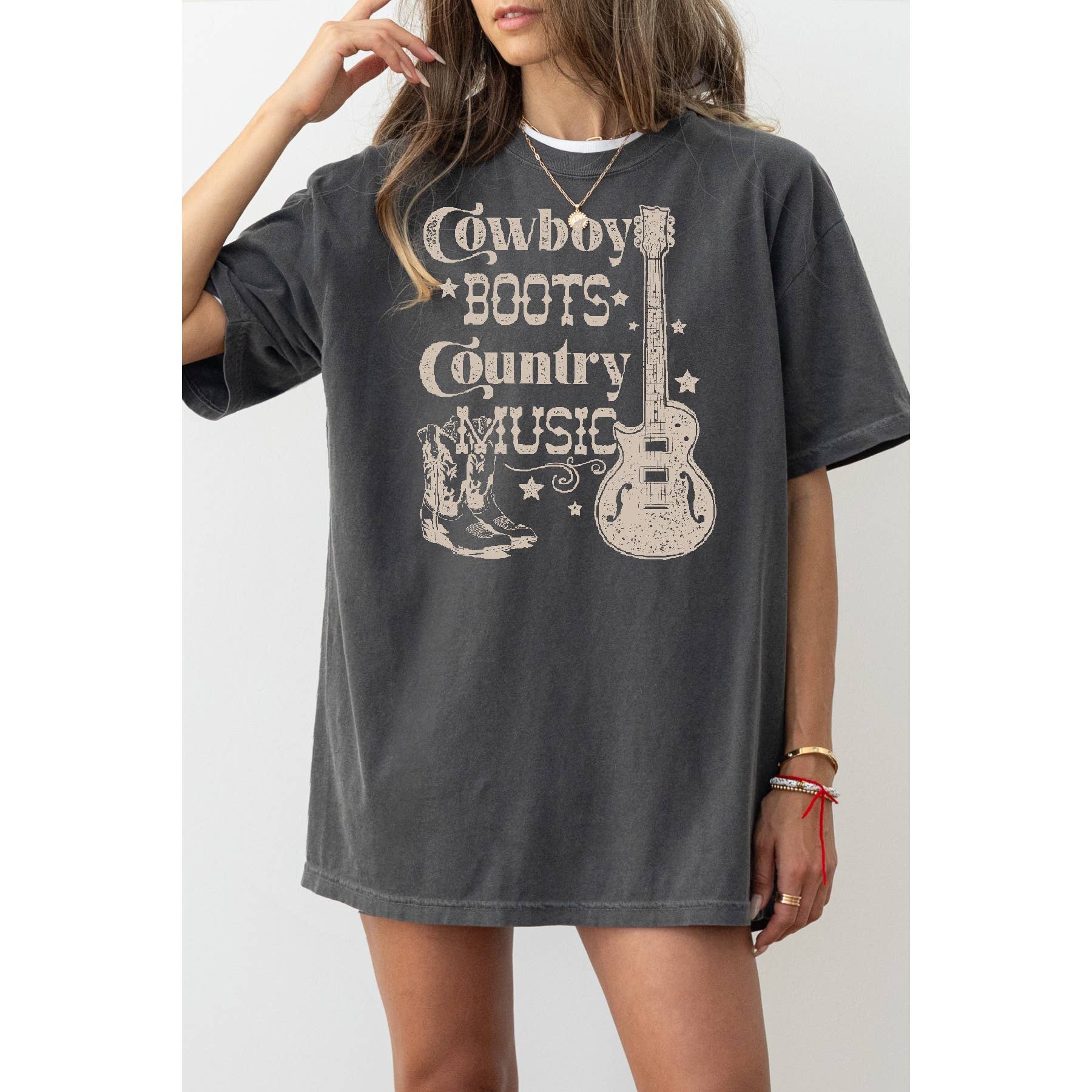 Cowboy Boots Country Music - Oversized Unisex T Shirt Hoodie, Sweatshirt | PodTeesHub.com