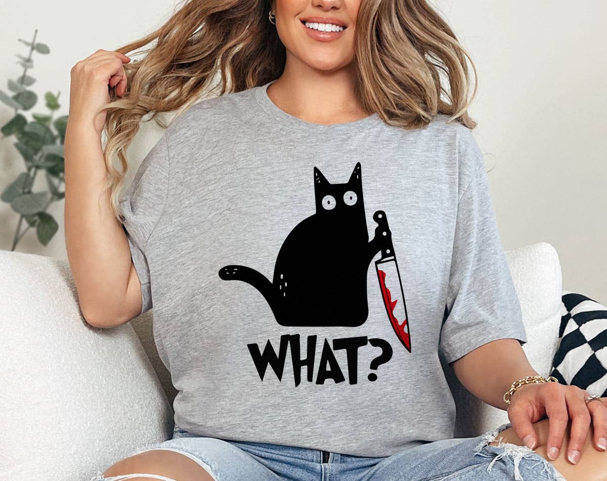 Cat Knife What - Funny Black Cat T-Shirt Hoodie, Sweatshirt | PodTeesHub.com