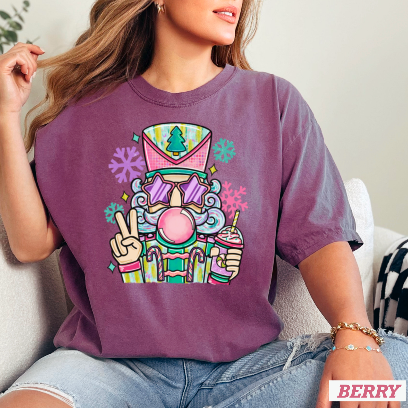Preppy Nutcracker Christmas 2025 Graphic Tee|Comfort Color Hoodie, Sweatshirt | PodTeesHub.com