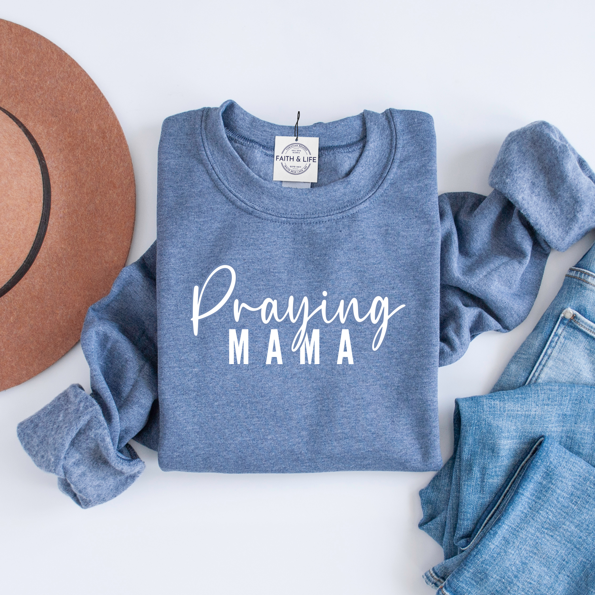 Praying Mama Mothers Day Christian Crewneck Sweatshirt T-Shirts, Hoodie | PodTeesHub.com
