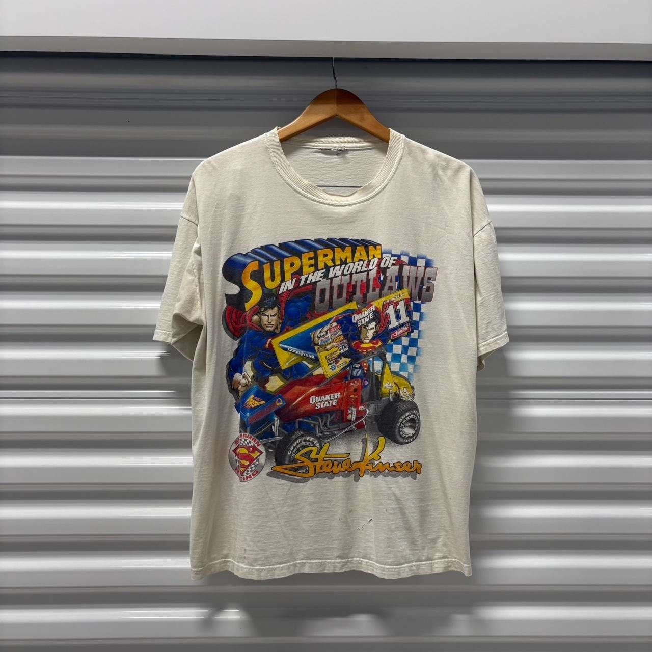 1999 Superman Nascar Double Sided World Of Outlaws T Shirt Hoodie, Sweatshirt | PodTeesHub.com