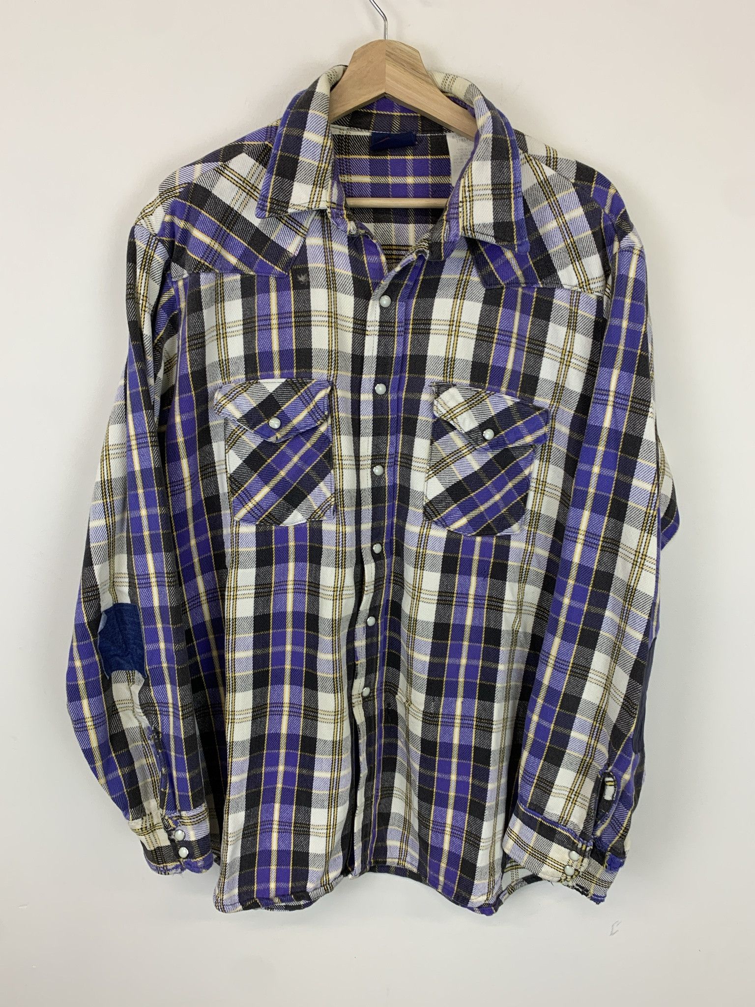 Vintage Flannel 1990s Dakota Blue Whtie Pearl Snap Thick Flannel Size Xl Tall T-Shirts, Hoodie, Sweatshirt | PodTeesHub.com