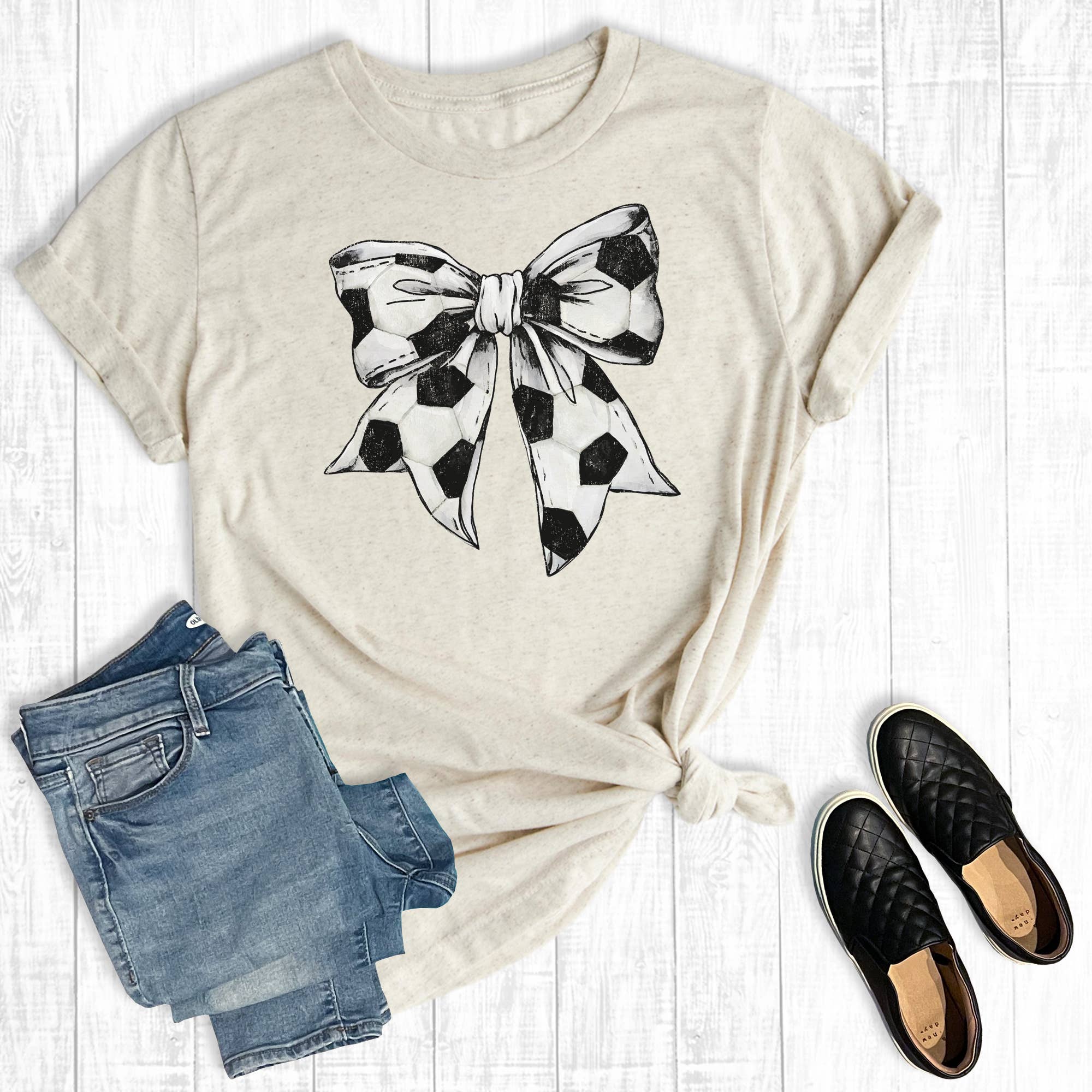 Retro Soccer Gameday Coquette Bow Graphic Tee Hoodie, Sweatshirt | PodTeesHub.com