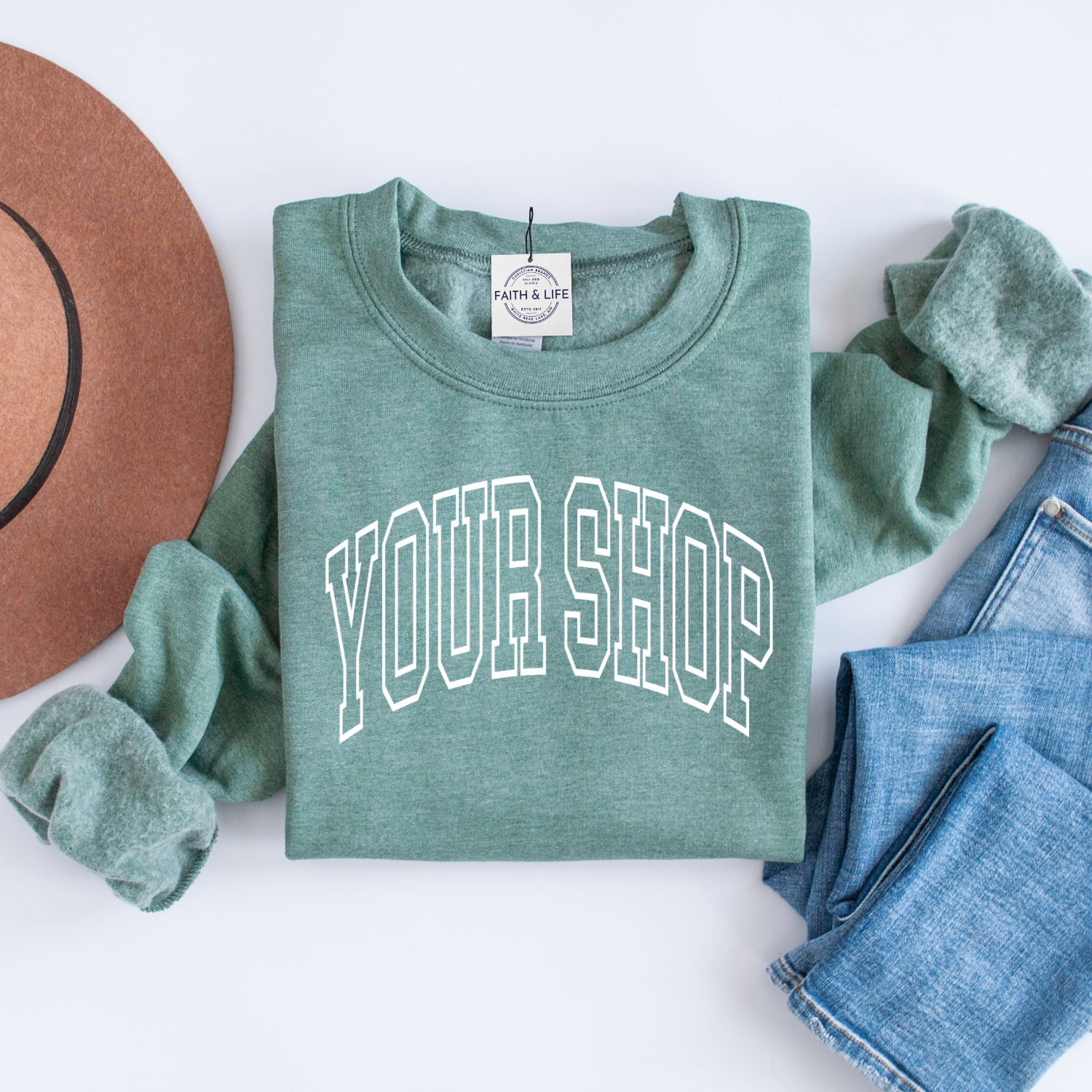 Custom Shop Name Varsity Letter Local Spirit Sweatshirt T-Shirts, Hoodie | PodTeesHub.com