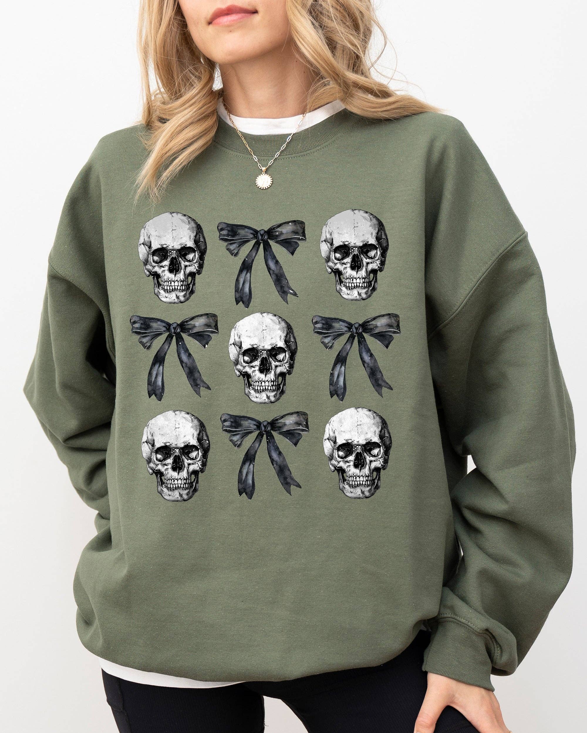 Bows and Skulls, Skeleton, Ghost, Halloween Sweatshirt T-Shirts, Hoodie | PodTeesHub.com
