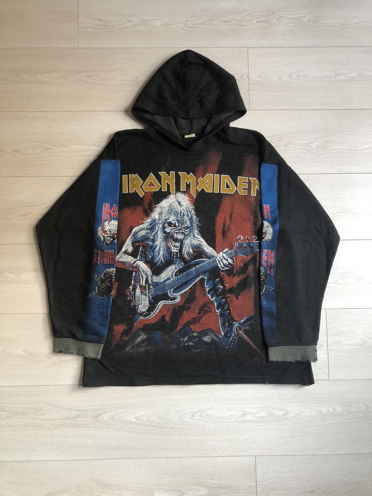 Vintage 90s Aop Iron Maiden Hoodie T-Shirts, Sweatshirt | PodTeesHub.com
