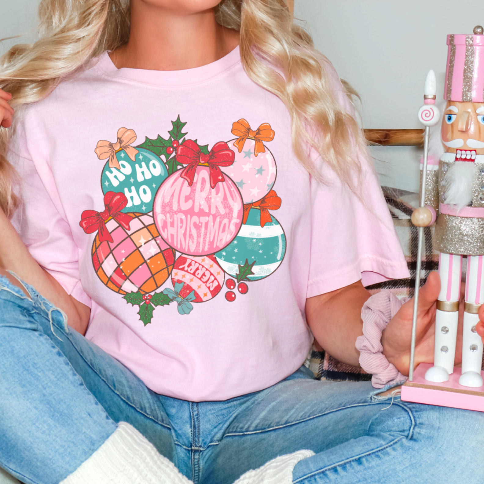 Christmas Ornaments Preppy Christmas Graphic Tee Hoodie, Sweatshirt | PodTeesHub.com