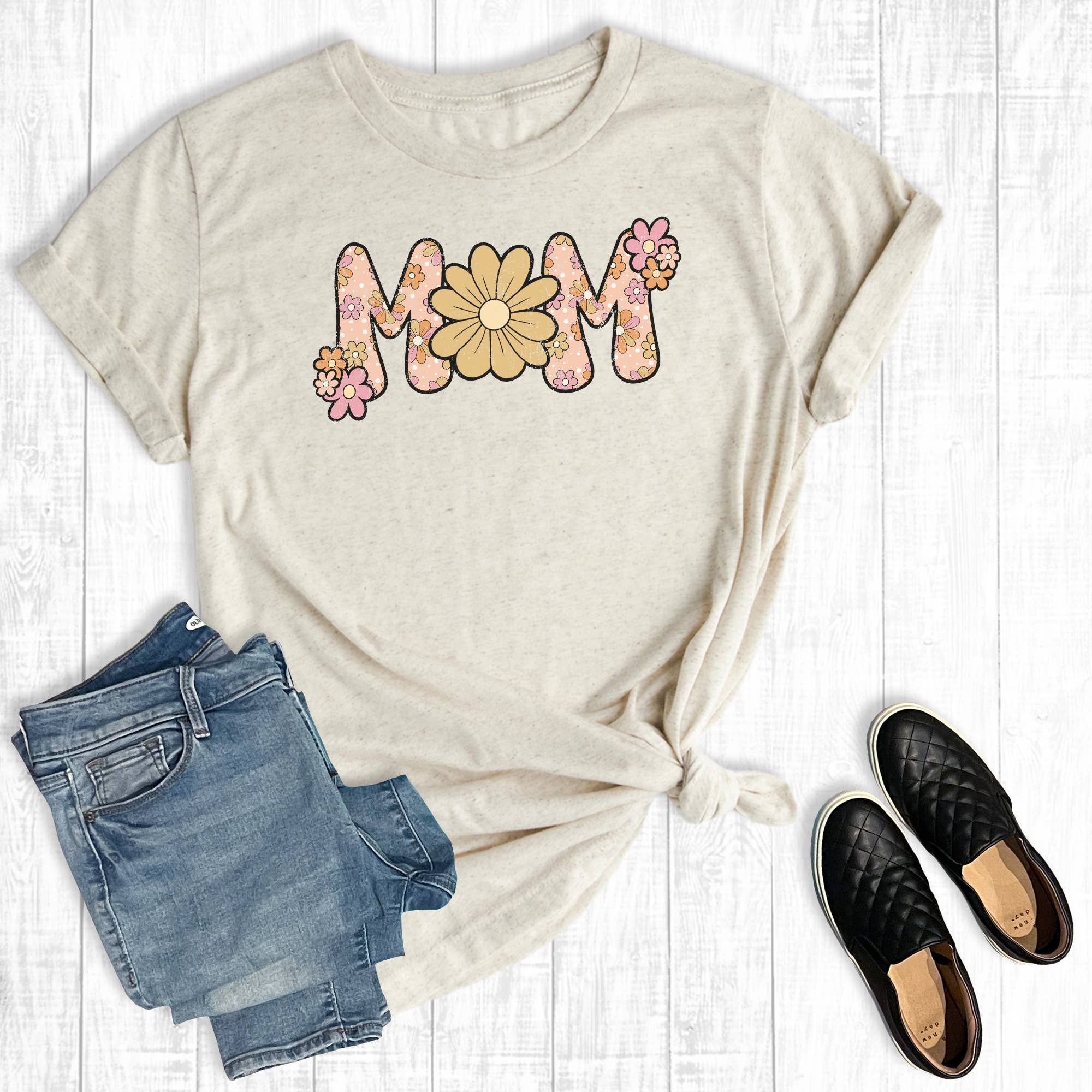 Retro Floral Mom Graphic Tee Hoodie, Sweatshirt | PodTeesHub.com