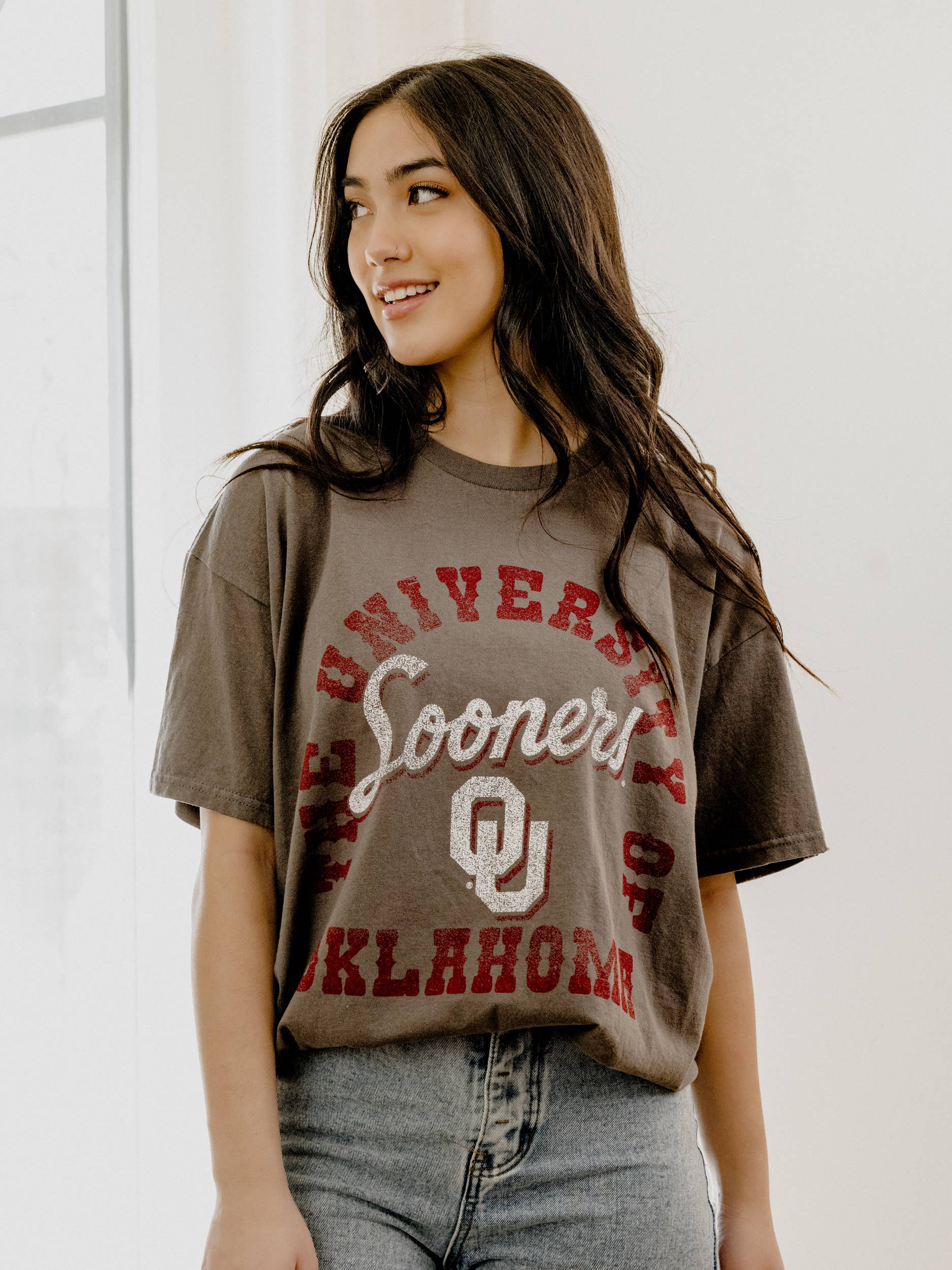 Ou Oklahoma Sooners Draft Charcoal Thrifted Tee Hoodie, Sweatshirt | PodTeesHub.com