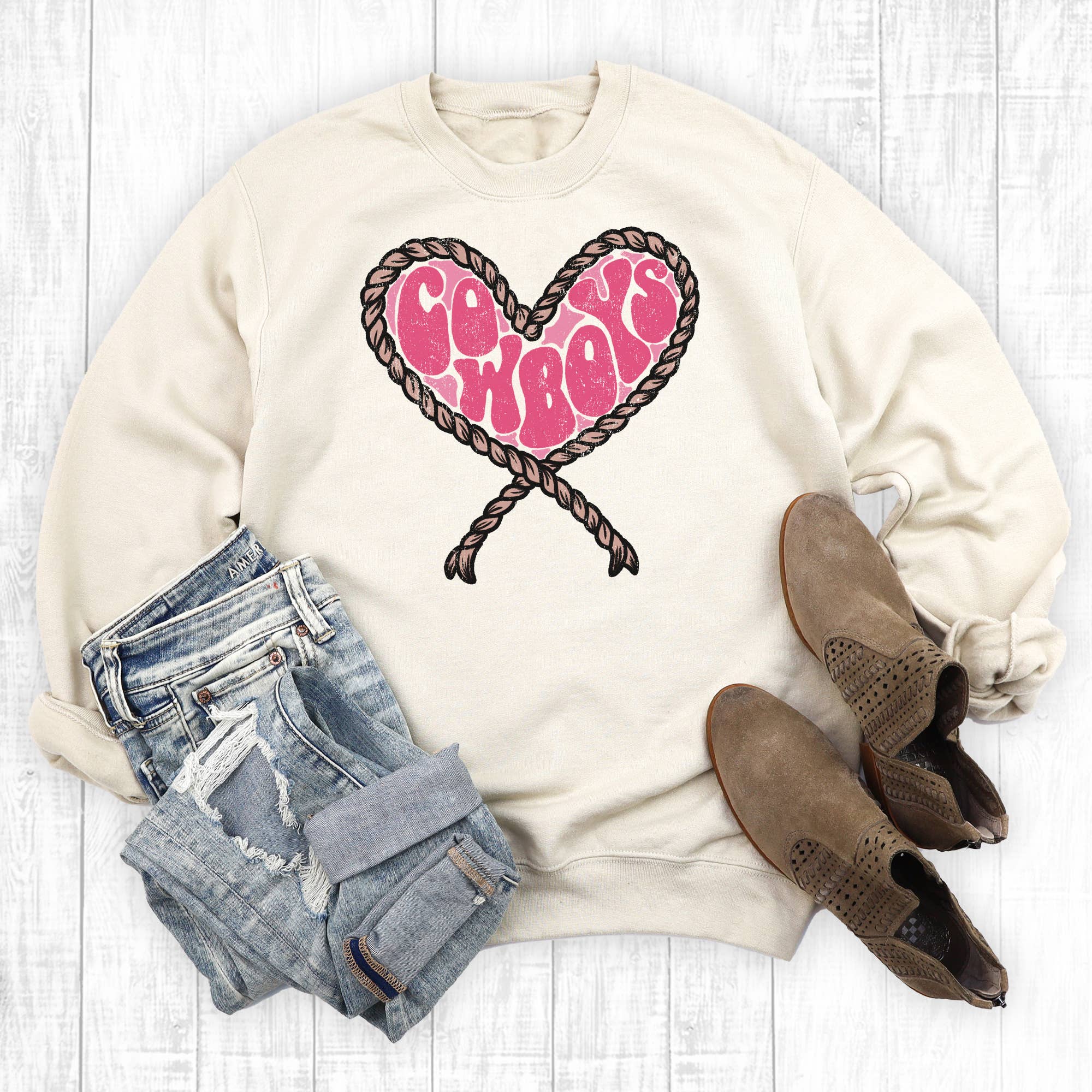 Western Valentine Cowboy Heart Sweatshirt T-Shirts, Hoodie | PodTeesHub.com