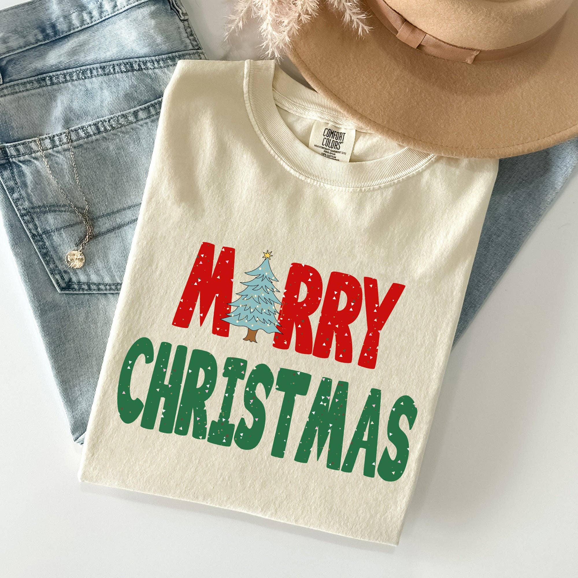 Merry Christmas Tree, Vintage Retro Winter Santa Xmas Tshirt Hoodie, Sweatshirt | PodTeesHub.com