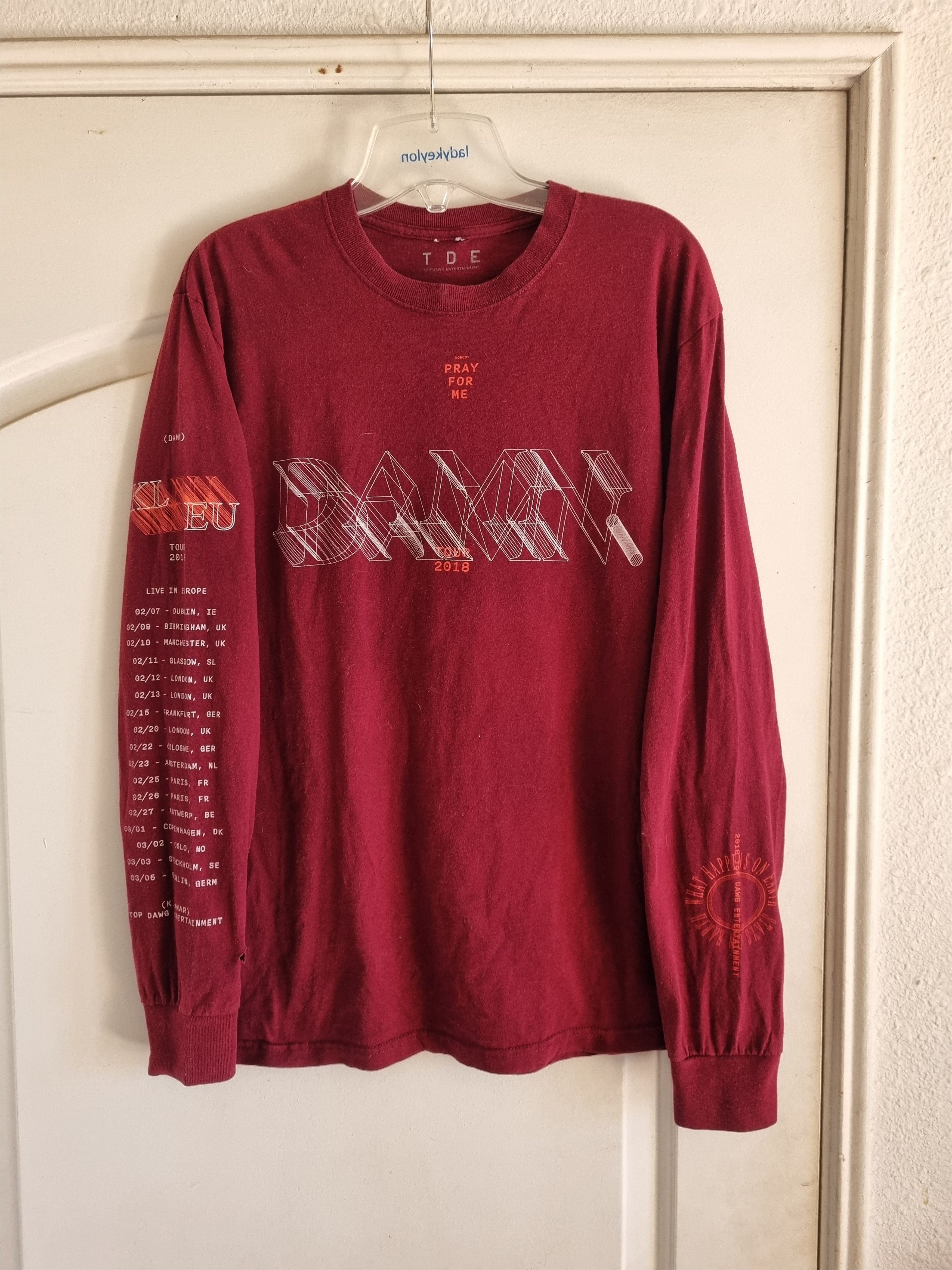Rap Tees Kendrick Lamar Damn Tour Longlseeve 2018 Europe Tour Tde Hoodie, Sweatshirt | PodTeesHub.com
