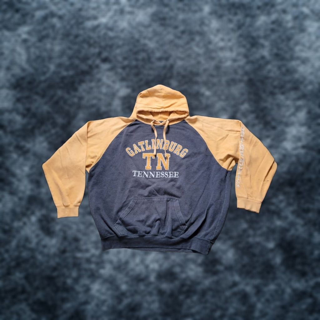 Vintage Gatlinburg Tn Hoodie Mens 3xl Great Smoky Mountains Pullover Sweatshirt Gray Yellow Hooded P T-Shirts