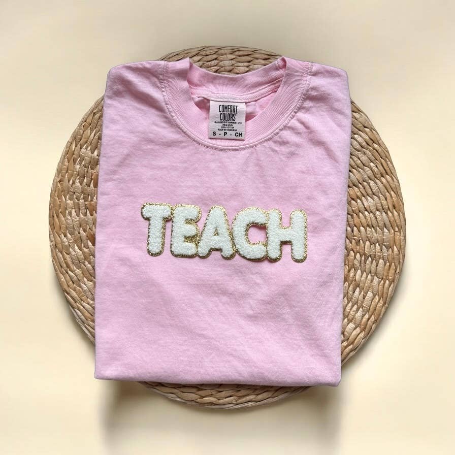 Comfort Colors Chenille Patch Teach Shirt, Teacher Gifts Hoodie, Sweatshirt | PodTeesHub.com
