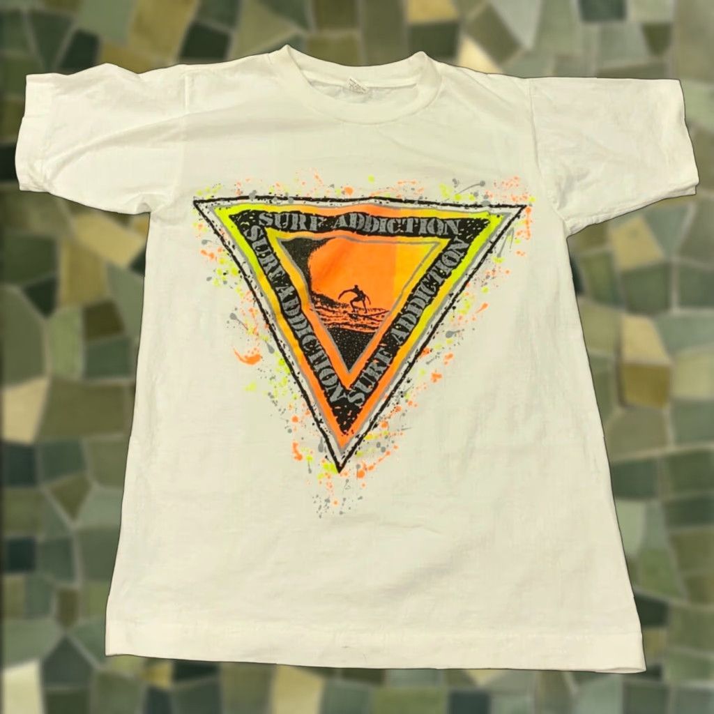 Vintage Surf Addiction Mens Shirt S White Beach California Graphic Print 80s 90s Retro T Shi Hoodie, Sweatshirt