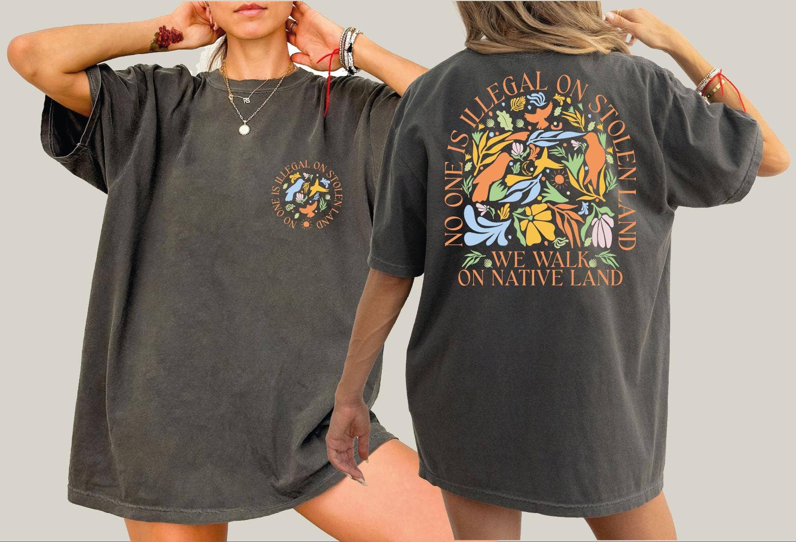 No One Is Illegal On Stolen Land Social Justice Tee Hoodie, Sweatshirt | PodTeesHub.com