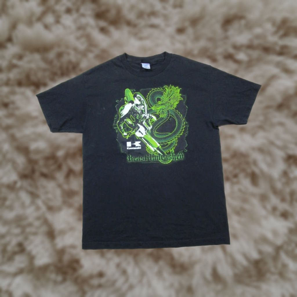 Vintage Kawasaki Motocross T Shirt L Men Black Dragon Beast Unleashed Mx Dirt Bike Y2k Hoodie, Sweatshirt | PodTeesHub.com
