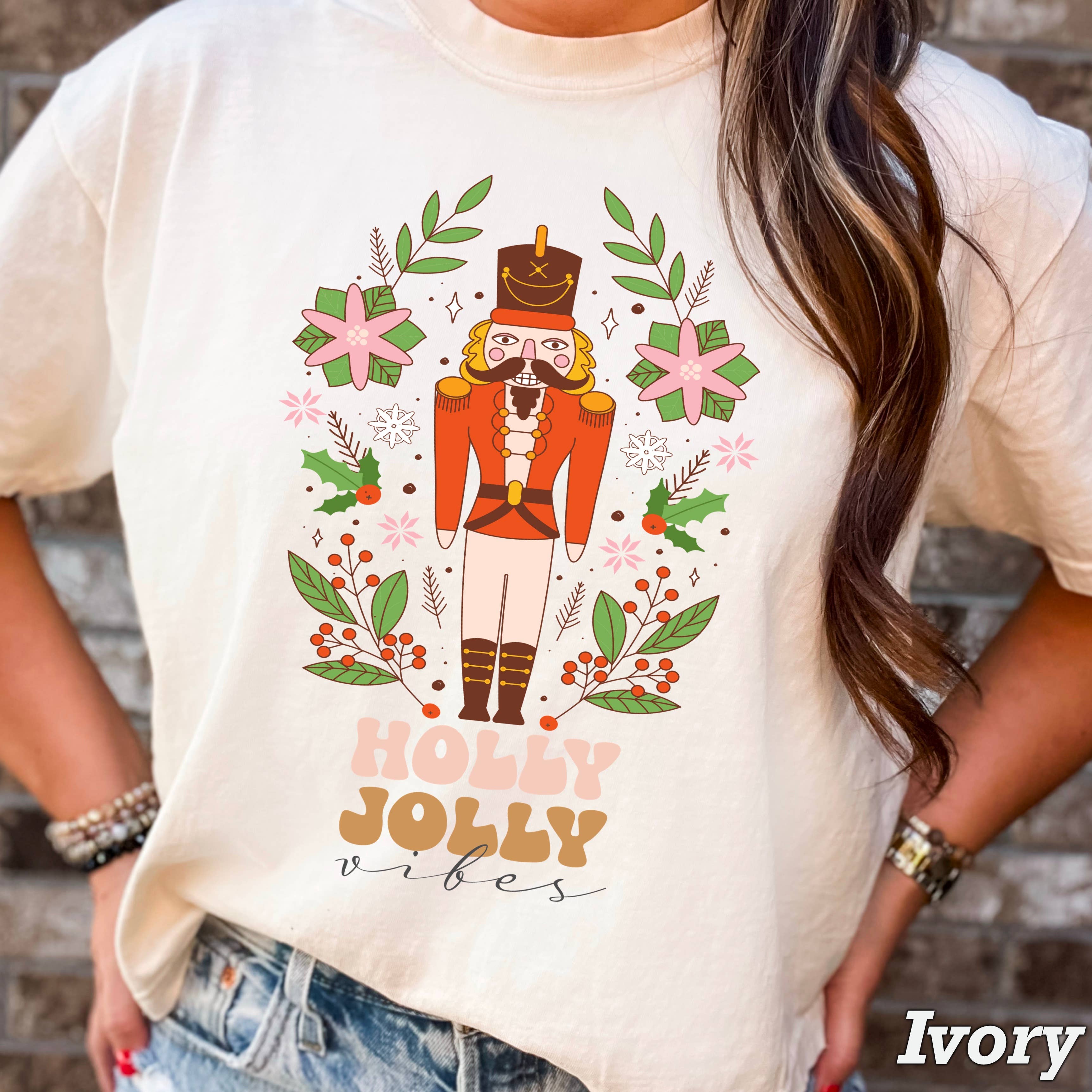 Holly Jolly Nutcracker Christmas 2025 Tee | Comfort Color Hoodie, Sweatshirt | PodTeesHub.com