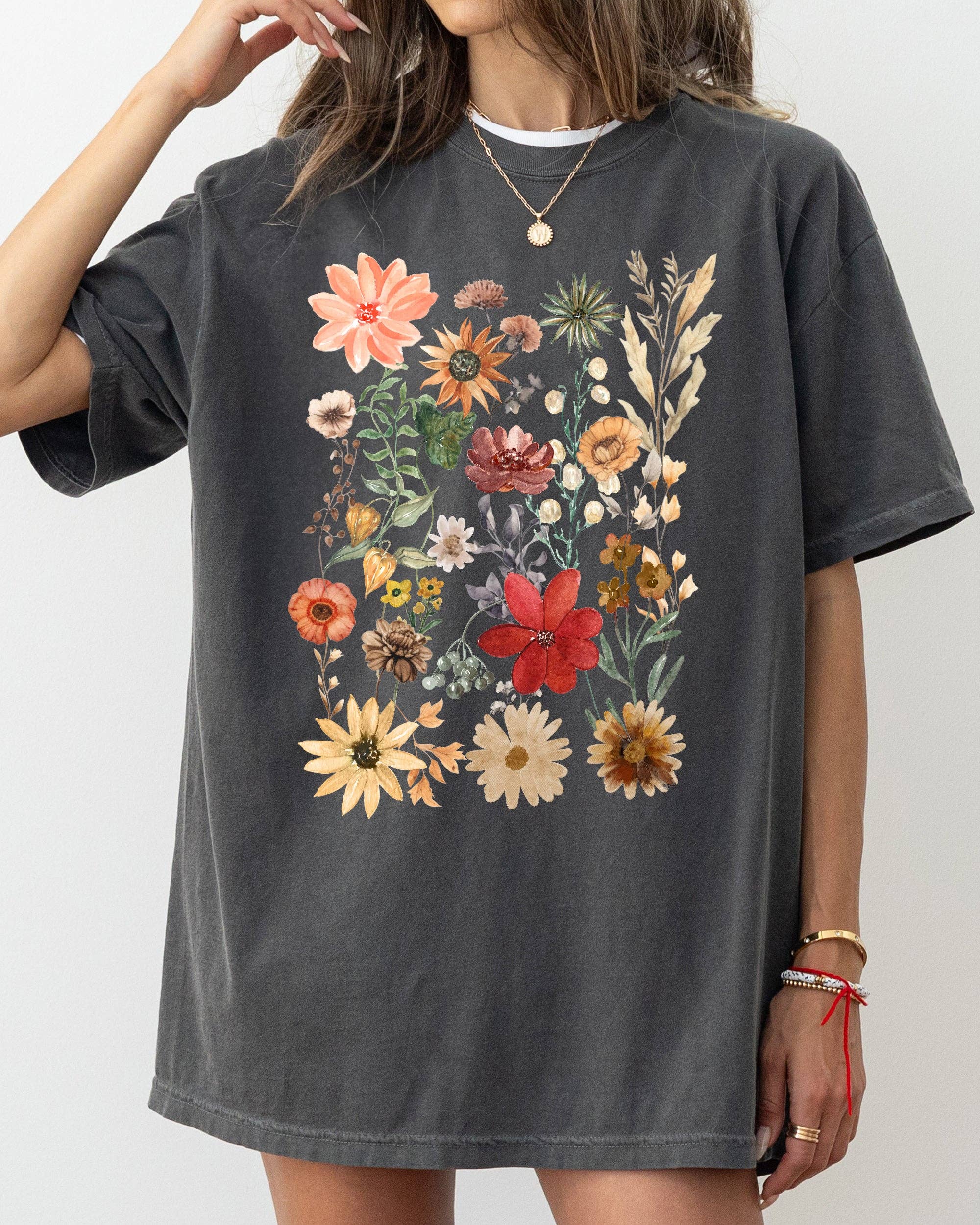 Autumn Pressed Flowers, Leaves, Botanical, Fall Shirt Hoodie, Sweatshirt | PodTeesHub.com