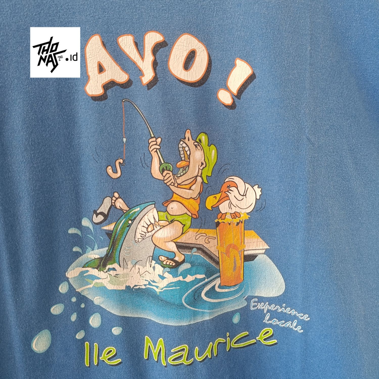 Vintage Waikiki Experience Locale Ile Maurice Fishing Funny Cartoon T-Shirts, Hoodie, Sweatshirt | PodTeesHub.com