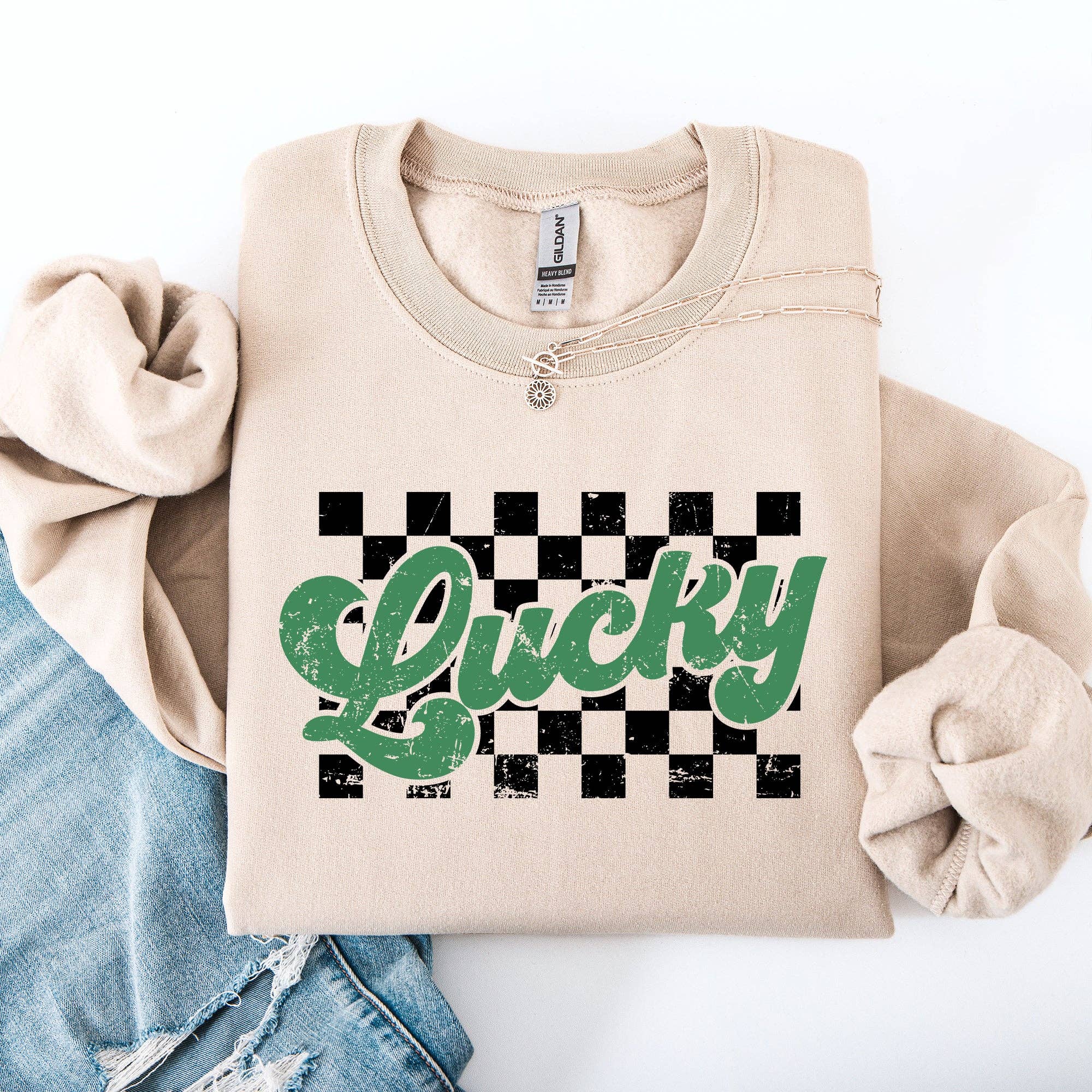 Checkered, Lucky, St Patrick's Day, Shamrock Sweatshirt T-Shirts, Hoodie | PodTeesHub.com