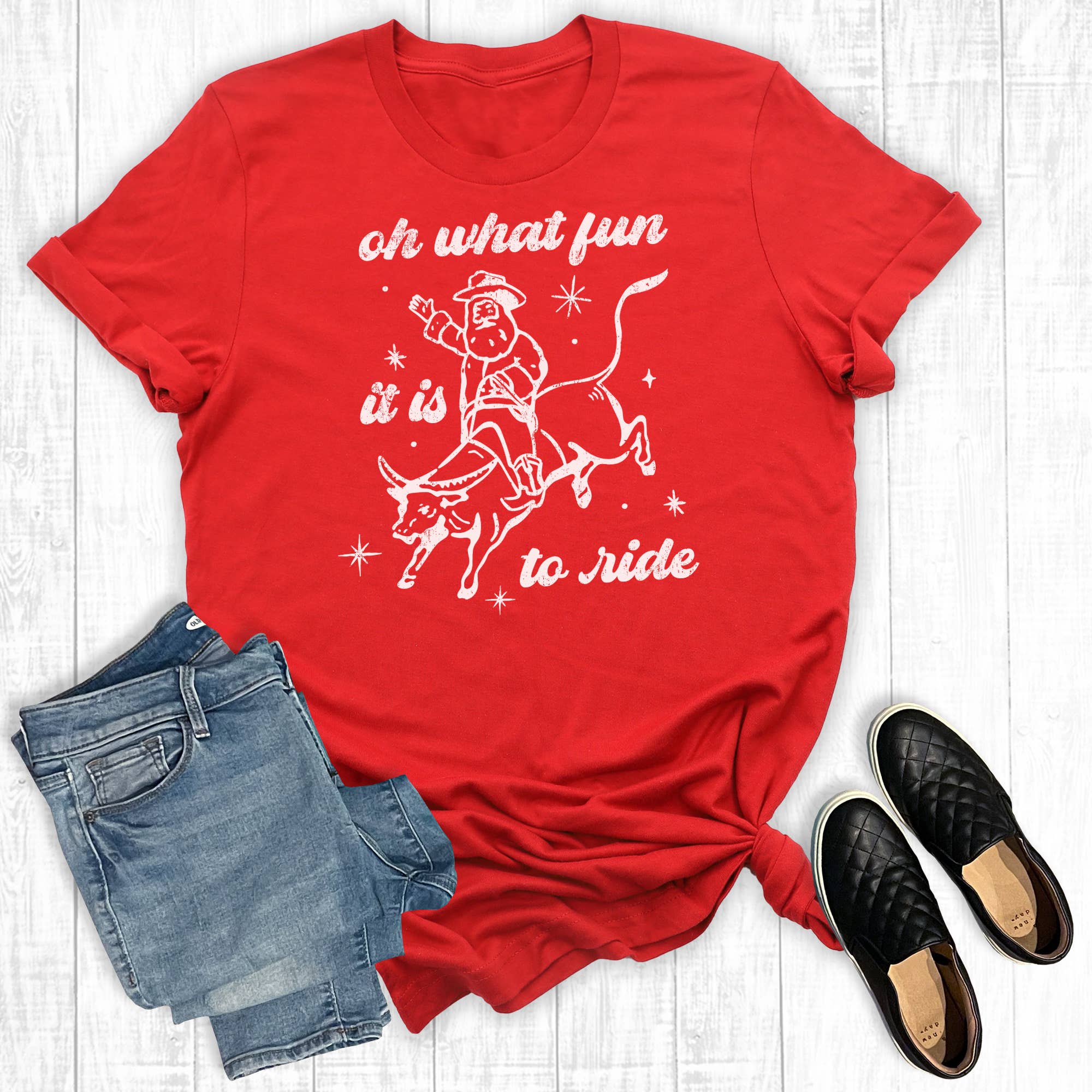 Christmas Western Oh What Fun It Is To Ride Graphic Tee Hoodie, Sweatshirt | PodTeesHub.com