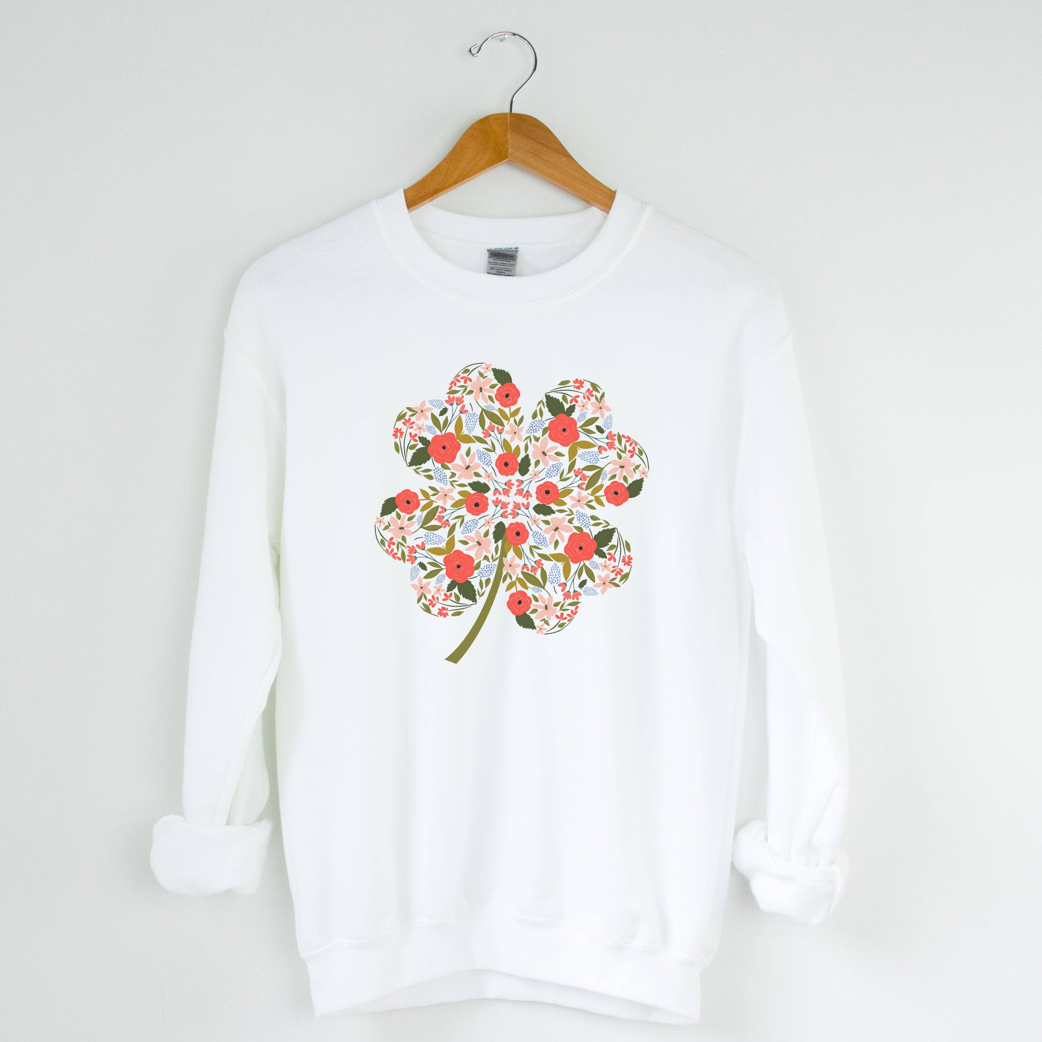 Floral Clover Crewneck Sweatshirt | St Patrick's Day | S-2XL T-Shirts, Hoodie | PodTeesHub.com