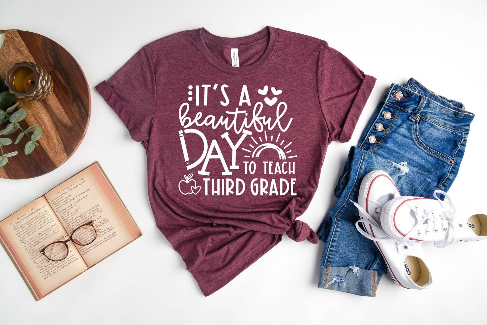 It’S A Beautiful Day To Teach Third Grade T-Shirt Hoodie, Sweatshirt | PodTeesHub.com