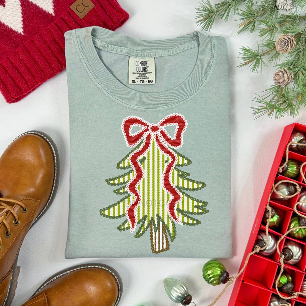 Seersucker Christmas Tree Tee Hoodie, Sweatshirt | PodTeesHub.com