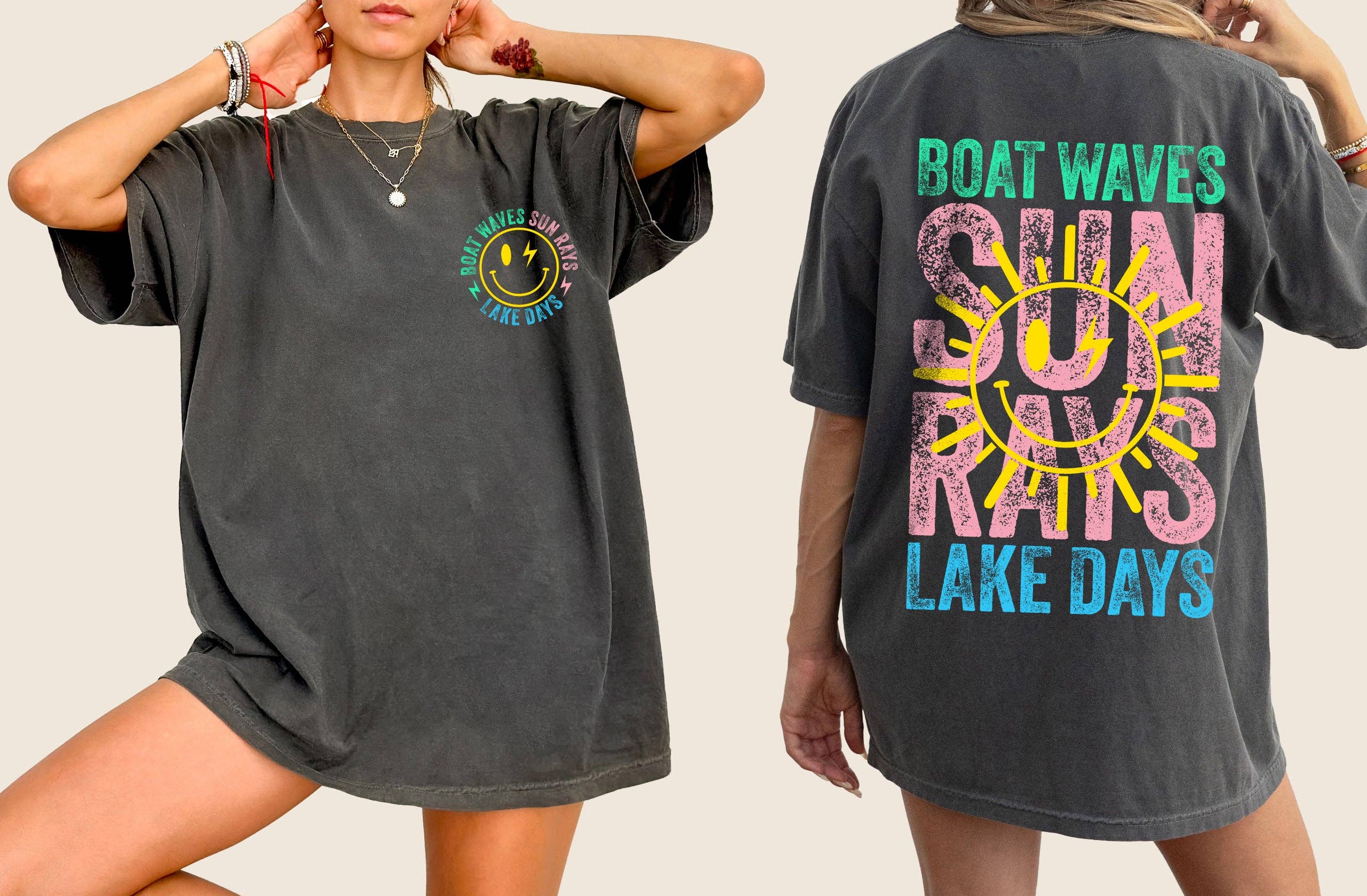 Boat Waves Sun Rays Lake Days Retro Tshirt Hoodie, Sweatshirt | PodTeesHub.com