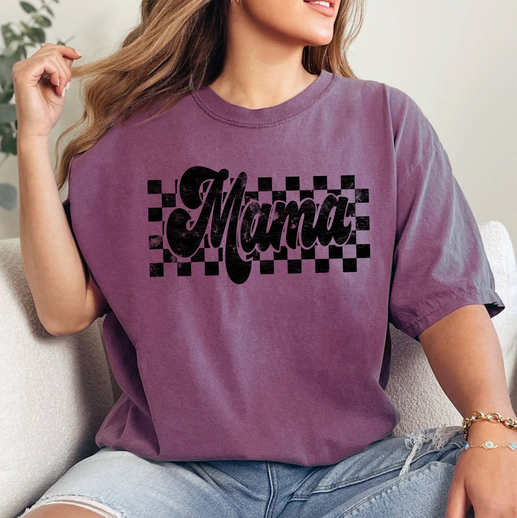 Checkered Mama, Vintage, Retro, Comfort Colors Tshirt Hoodie, Sweatshirt | PodTeesHub.com