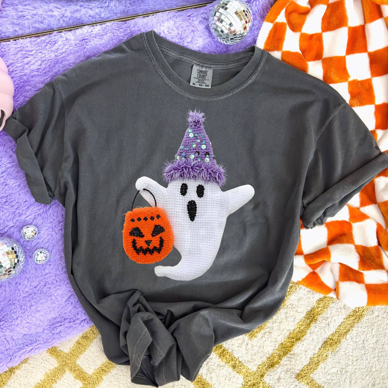 Faux Yarn Festive Ghost Tee Hoodie, Sweatshirt | PodTeesHub.com