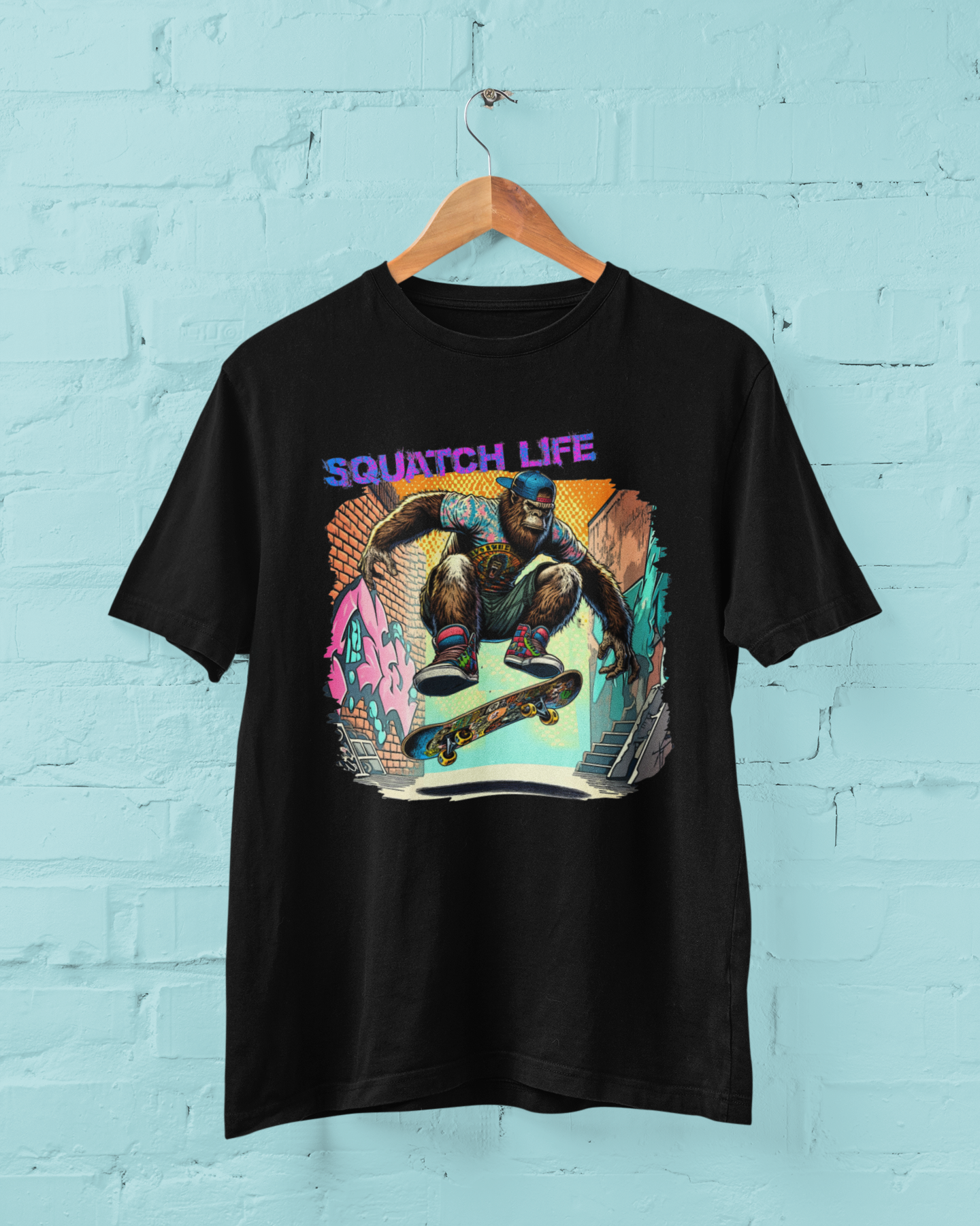 Skateboarder Squatch Life Tshirt - Choice of Colors Hoodie, Sweatshirt | PodTeesHub.com