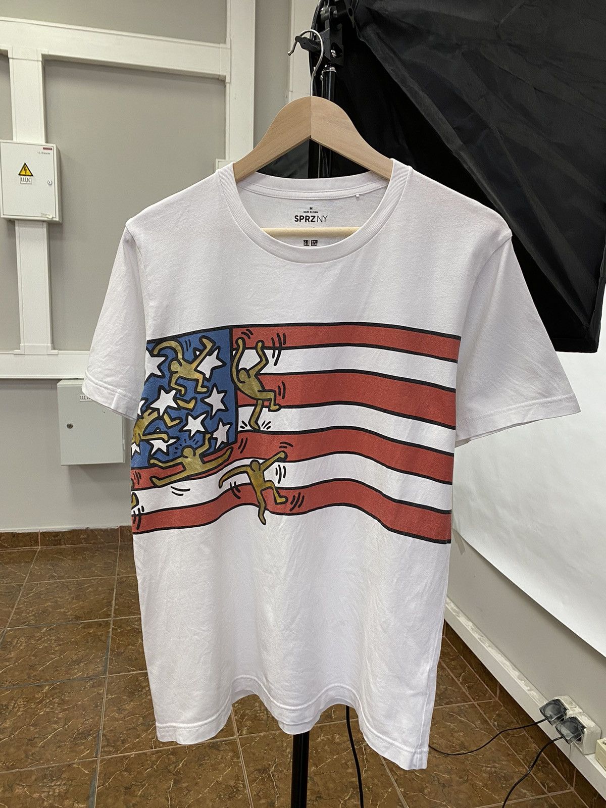 Haring Y2k Keith Haring Uniqlo Usa Flag T Shirt Rare Retro Hoodie, Sweatshirt | PodTeesHub.com