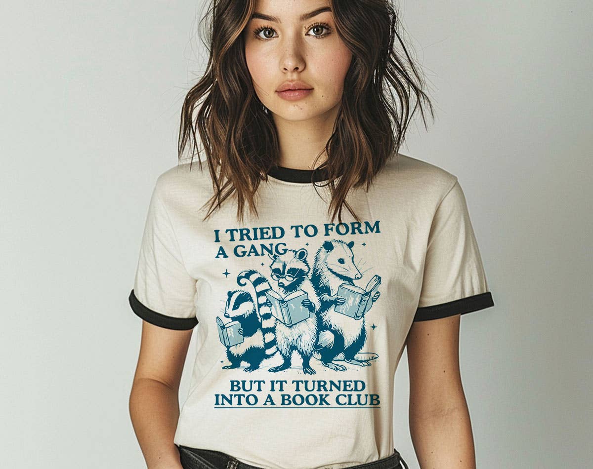 I Tried To Form A Gang Book Club -  Funny Animal Ringer Tee Hoodie, Sweatshirt | PodTeesHub.com