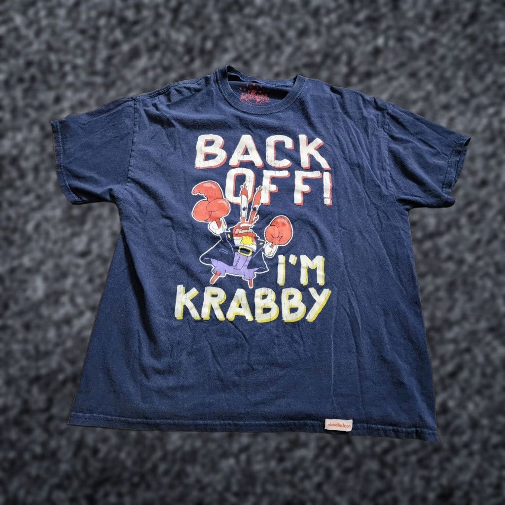 Vintage Universal Studios T Shirt Mens Spongebob Mr Krabs I M Krabby Graphic Crew Neck Short Hoodie, Sweatshirt