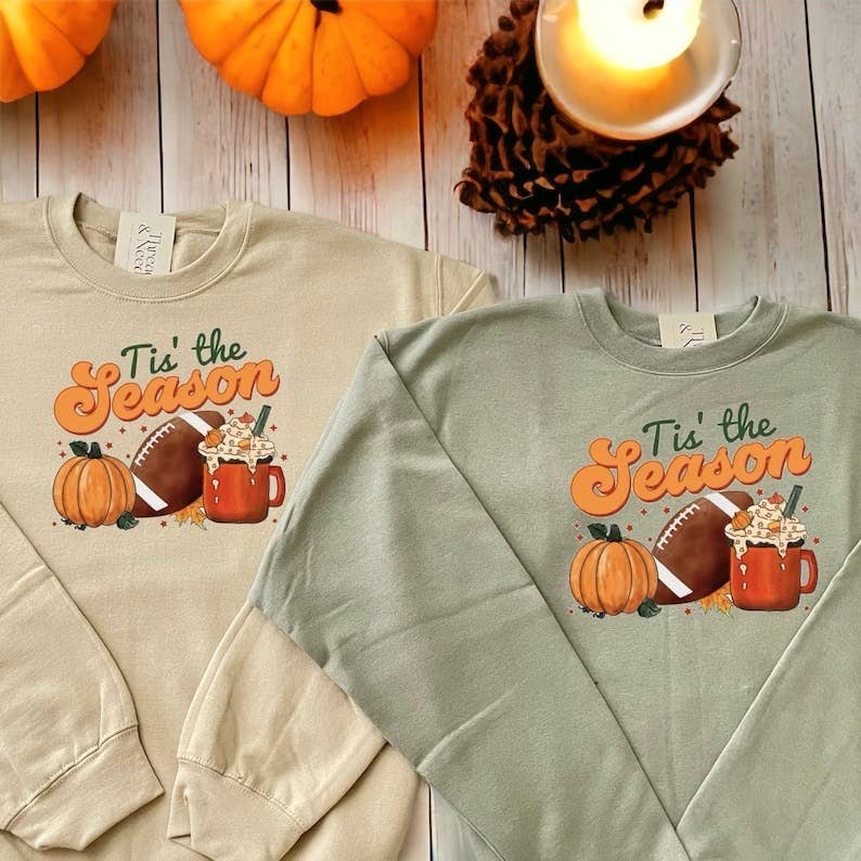 Tis the Season Fall Sweatshirt | Football Sweatshirt T-Shirts, Hoodie | PodTeesHub.com