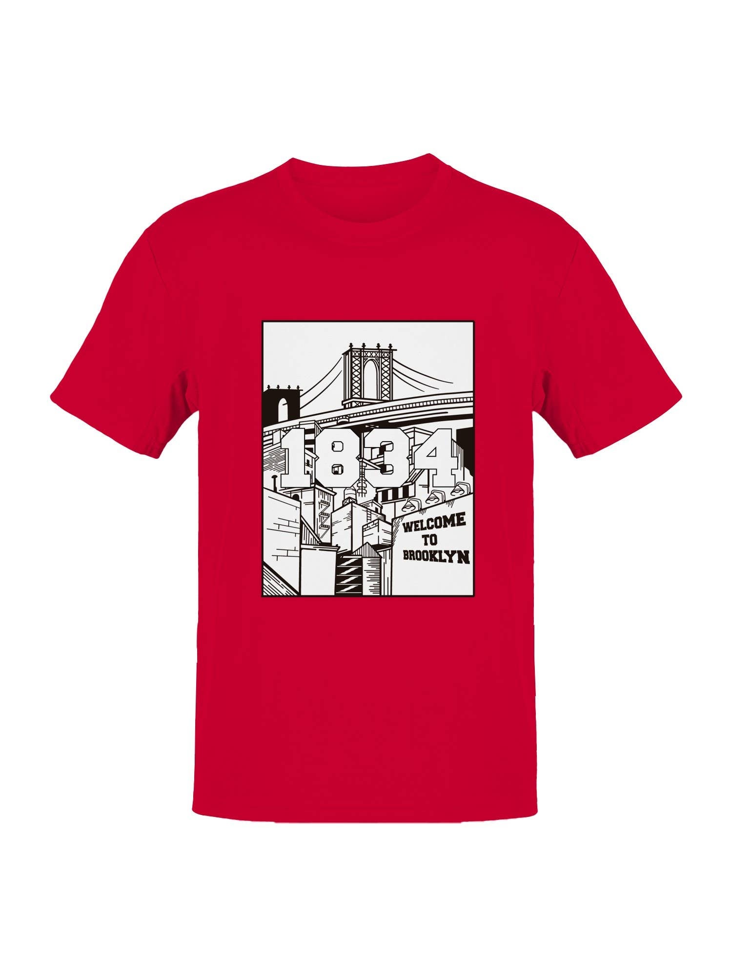 Brooklyn 1834 Wall Print Men's T-Shirt Hoodie, Sweatshirt | PodTeesHub.com