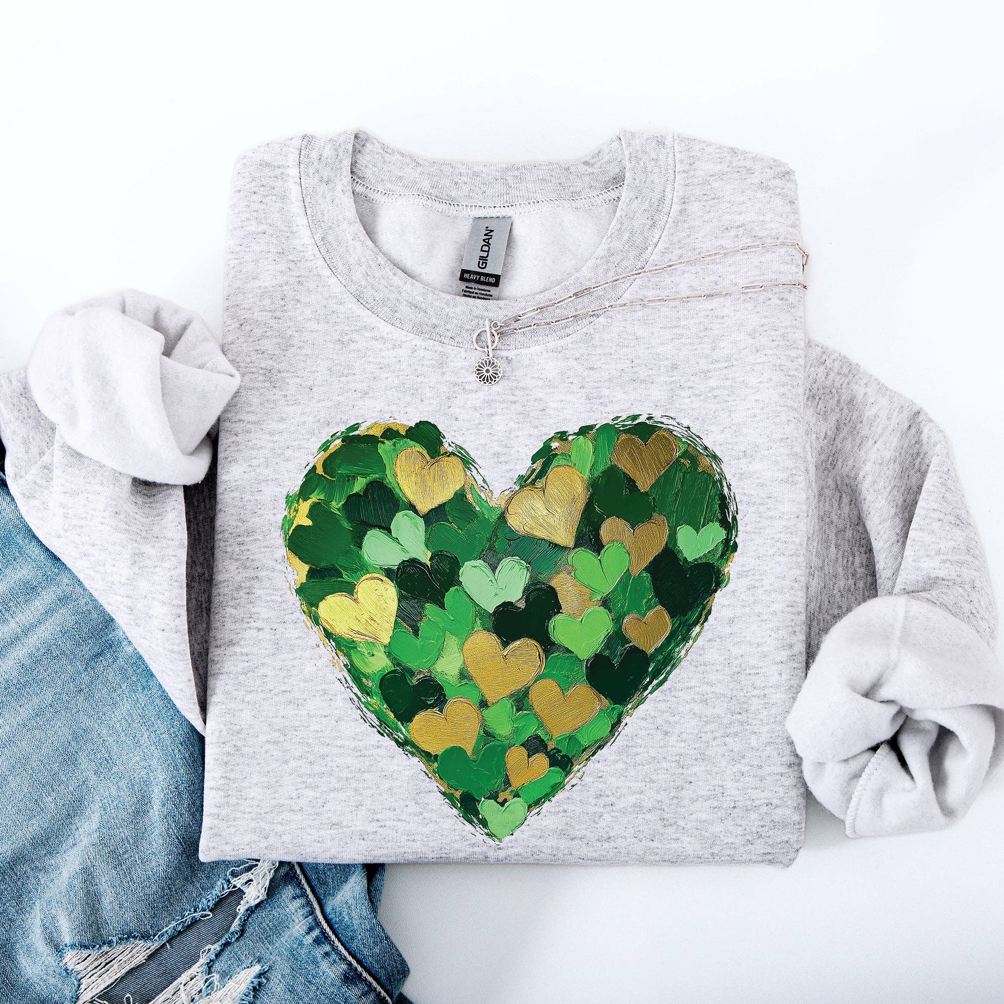Painted Hearts, St Patrick's Day, Shamrock Clover Sweatshirt T-Shirts, Hoodie | PodTeesHub.com