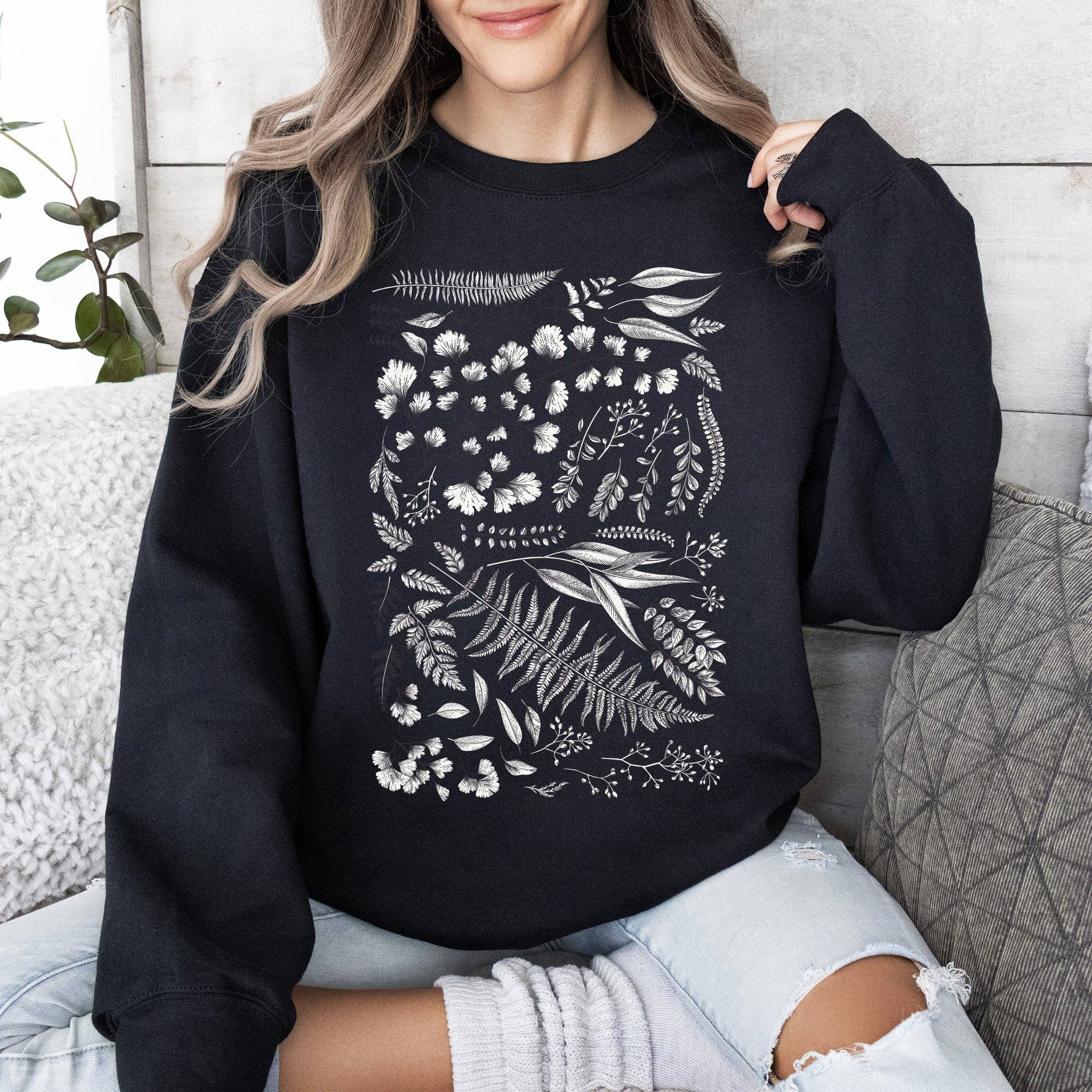 Vintage Fern Illustration, Botanical, Nature Sweatshirt T-Shirts, Hoodie | PodTeesHub.com
