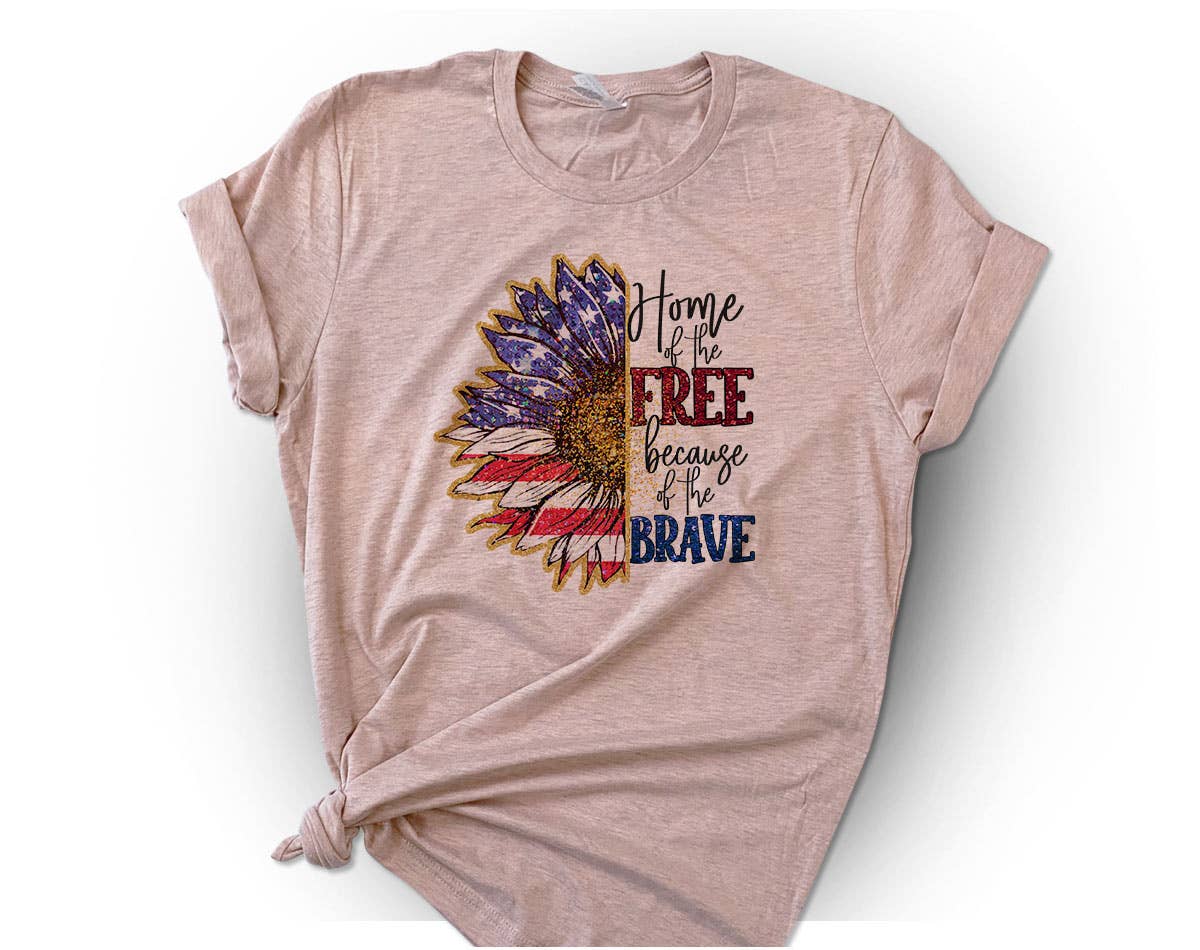 Home of the Free Sunflower -  USA July 4th Shirt Hoodie, Sweatshirt | PodTeesHub.com