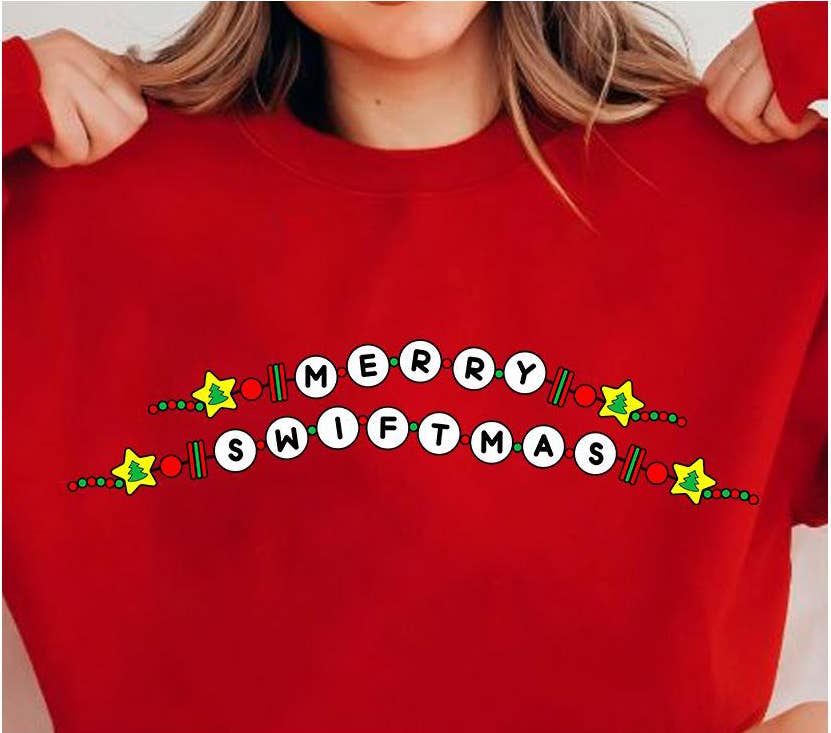 Swiftie Christmas Shirt - Merry & Bright Girly Xmas Design Hoodie, Sweatshirt | PodTeesHub.com