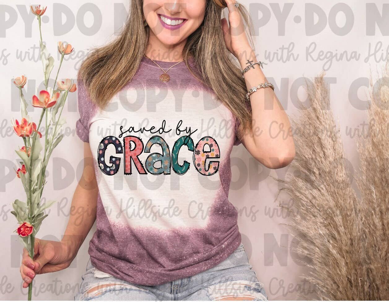 Bleached Christian Tee Saved By Grace Floral, Bible, Jesus Hoodie, Sweatshirt | PodTeesHub.com