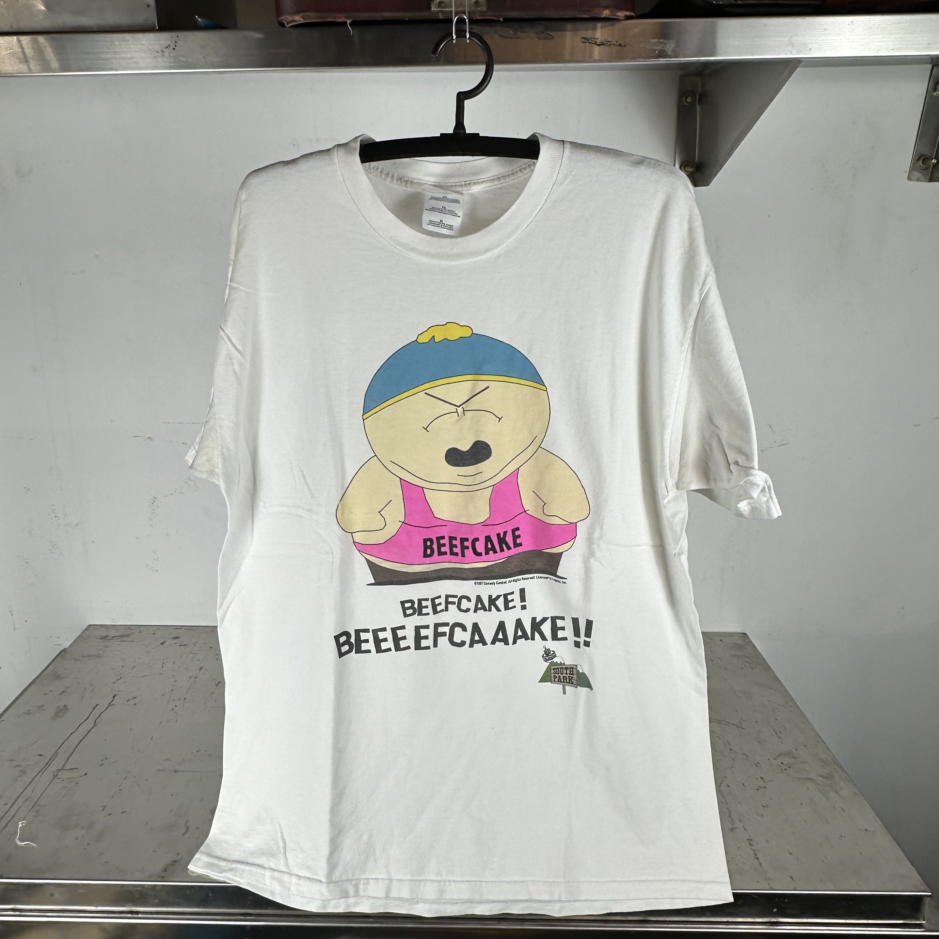 Vintage 1997 South Park Eric Cartman Beefcake Graphic Xl T Shirt Hoodie, Sweatshirt | PodTeesHub.com
