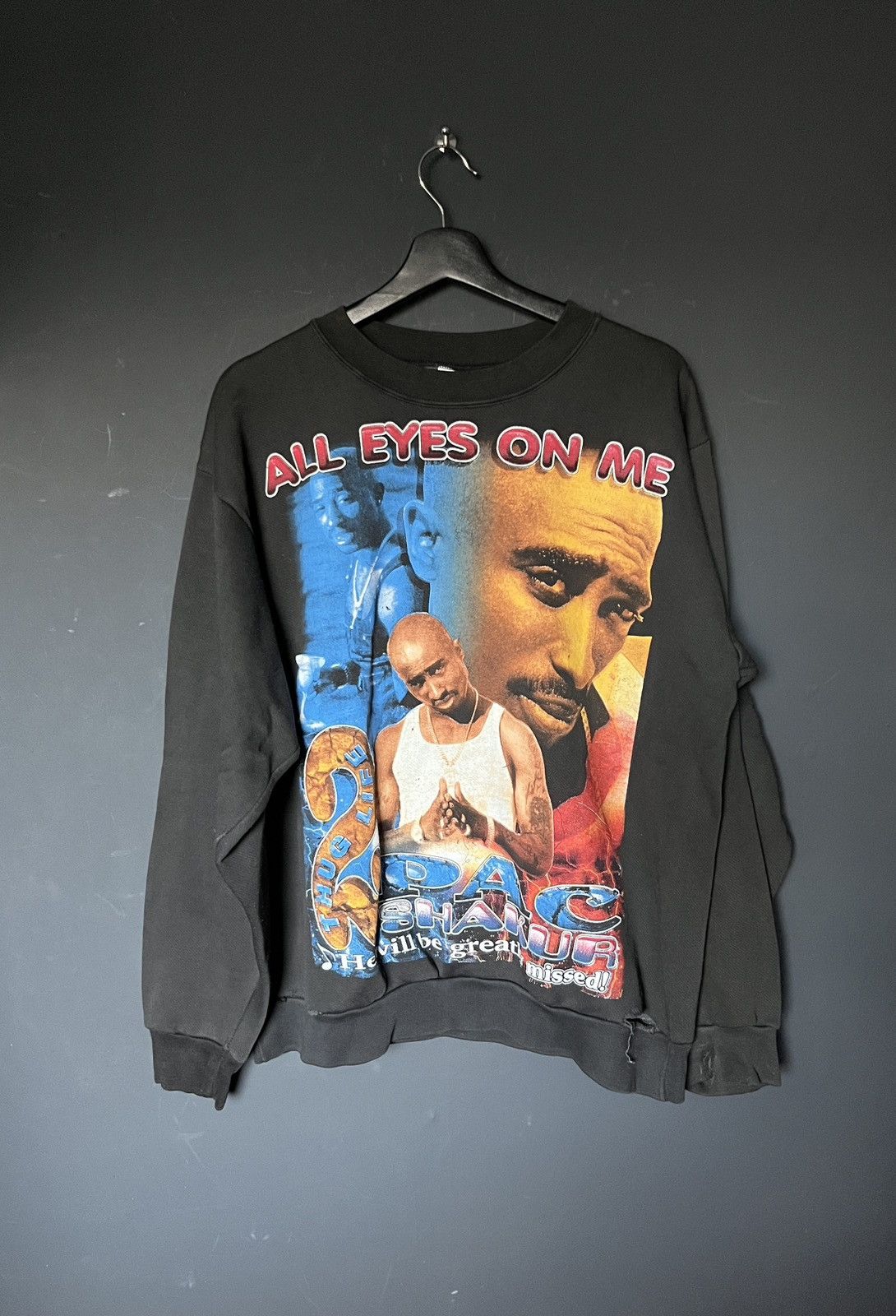 Rap Tees Vintage 2pac Rap Crewneck Sweater Size Large Hoodie, Sweatshirt | PodTeesHub.com