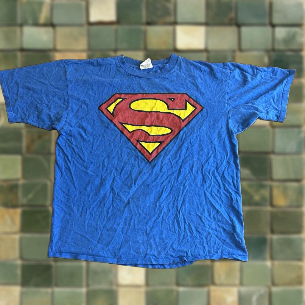 Gildan Vintage Superman Emblem T Shirt Xl Comic Navy Blue Gildan 90s Logo Short Sleeve Crew Neck Men Hoodie, Sweatshirt