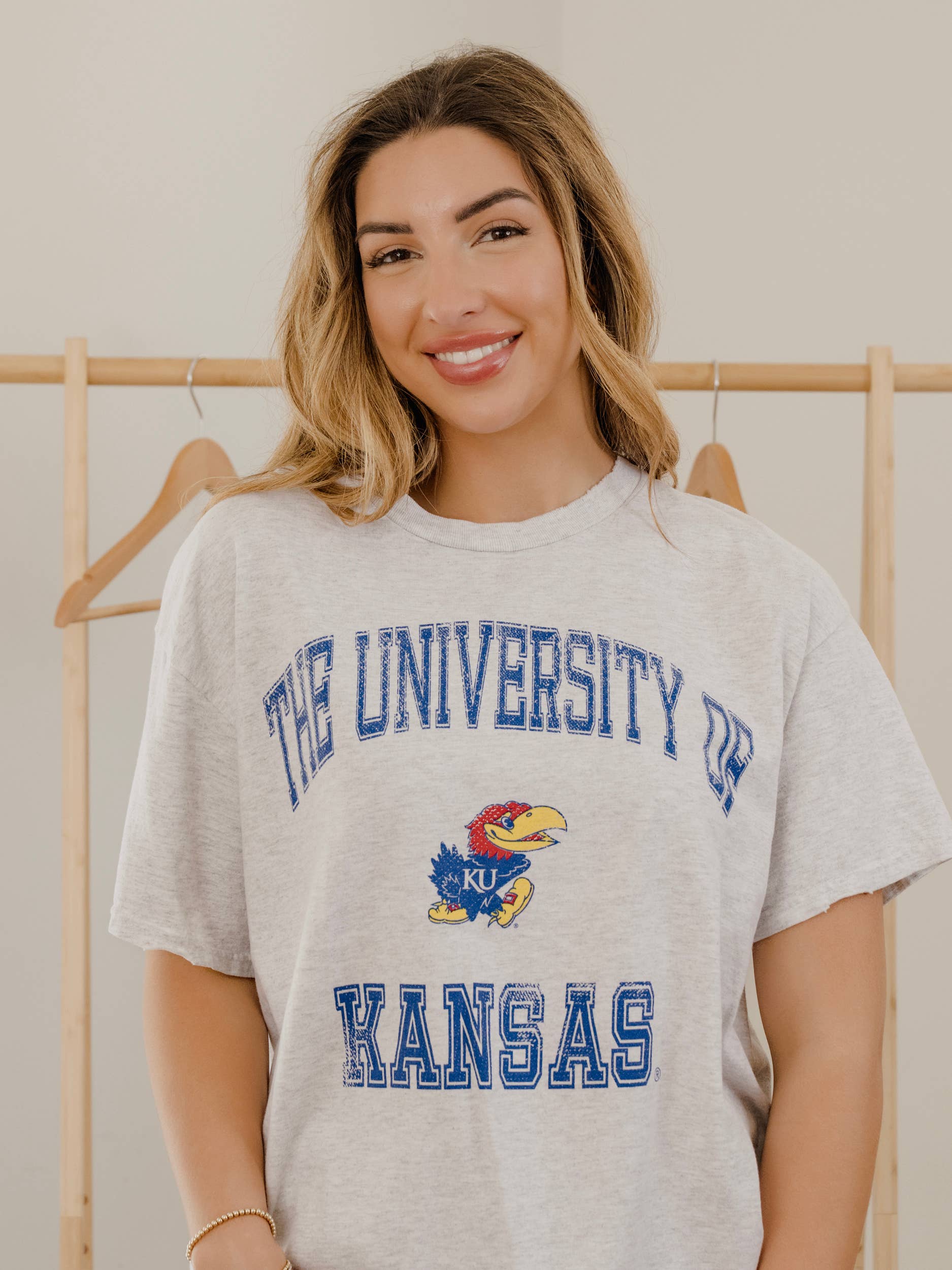 Ku Jayhawks Vintage Sport Ash Gray Thrifted Tee Hoodie, Sweatshirt | PodTeesHub.com