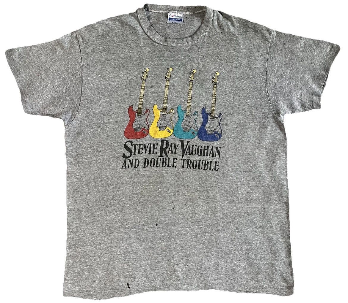 Band Tees Vintage 1987 Stevie Ray Vaughan Double Trouble T Shirt Xl Hoodie, Sweatshirt | PodTeesHub.com
