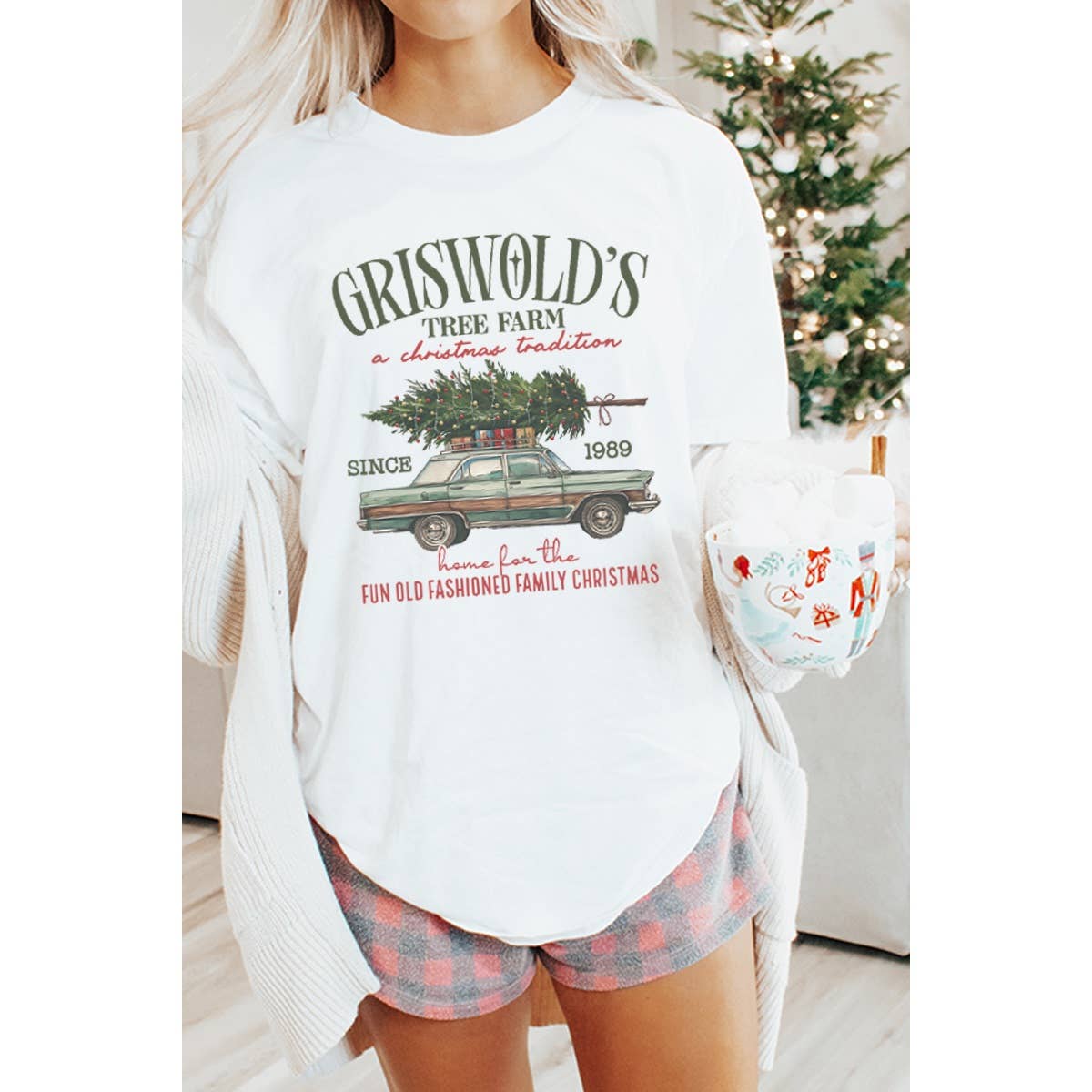 Grisworlds Tree Farm Christmas  Vintage Graphic Oversized Tee Hoodie, Sweatshirt | PodTeesHub.com
