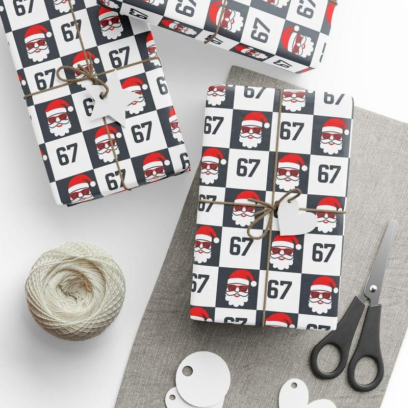 67 Funny Christmas Wrapping Paper Roll, hilarious meme gift wrap perfect for Christmas gag gifts, festive wrapping, and...